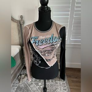 Tillys vintage style motorcycle cropped long sleeve